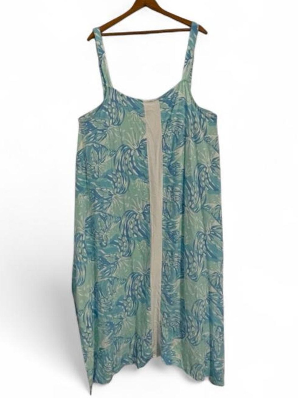 Lilibridge Women's XXL Teal Summer Rayon Sun Dress Beach Resort Leaf Printed